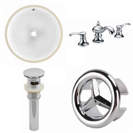 AMERICAN IMAGINATIONS 16.5" W CUPC Round Undermount Sink Set In White, Chrome Hardware, Overflow Drain Incl. AI-25917